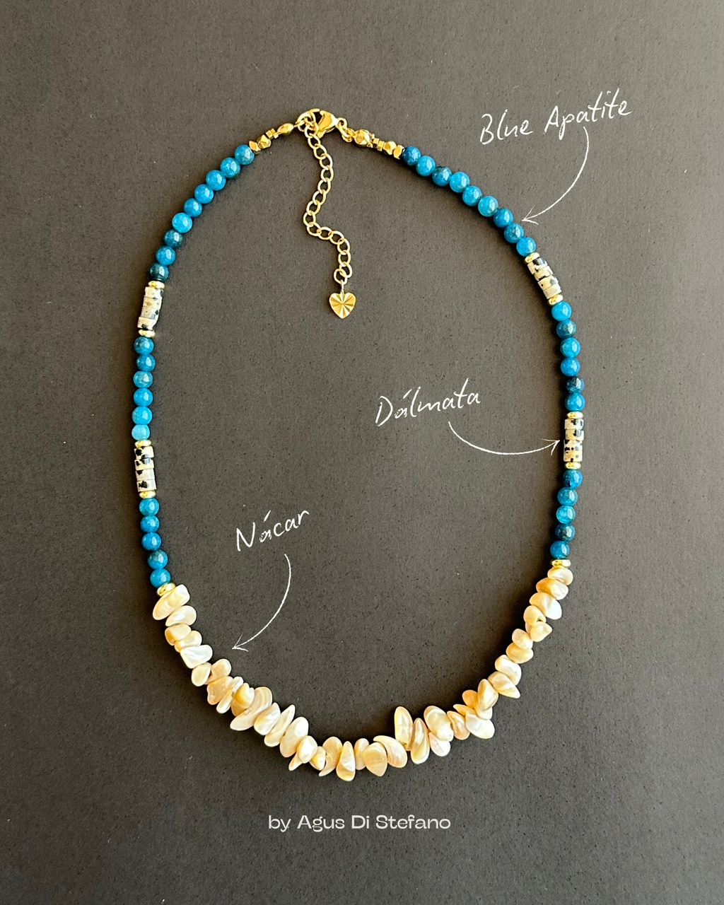 Blue Apatite + Dálmata + Nácar